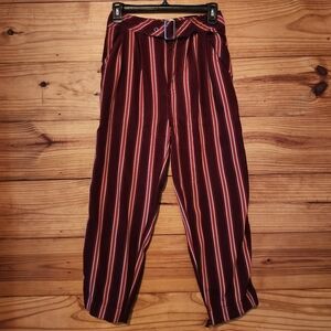 Free People Red and White Striped Cropped Pants